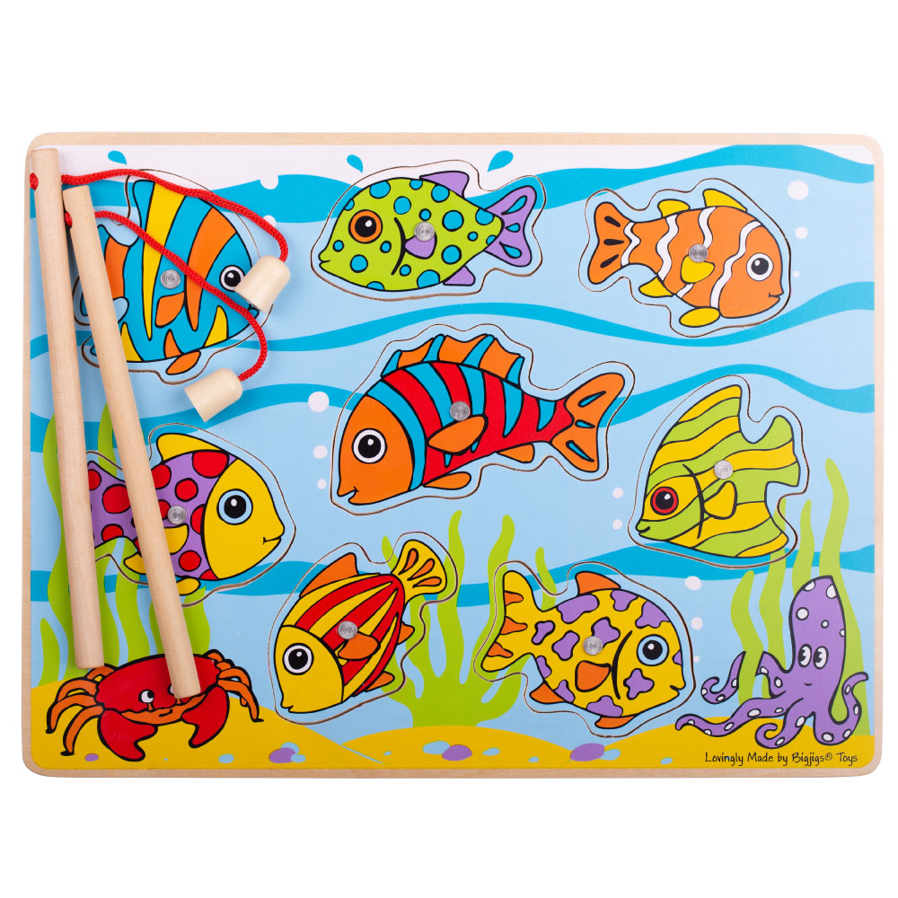 Bigjigs Toys Wooden Tropical Fishing Game Puzzle Rod eBay