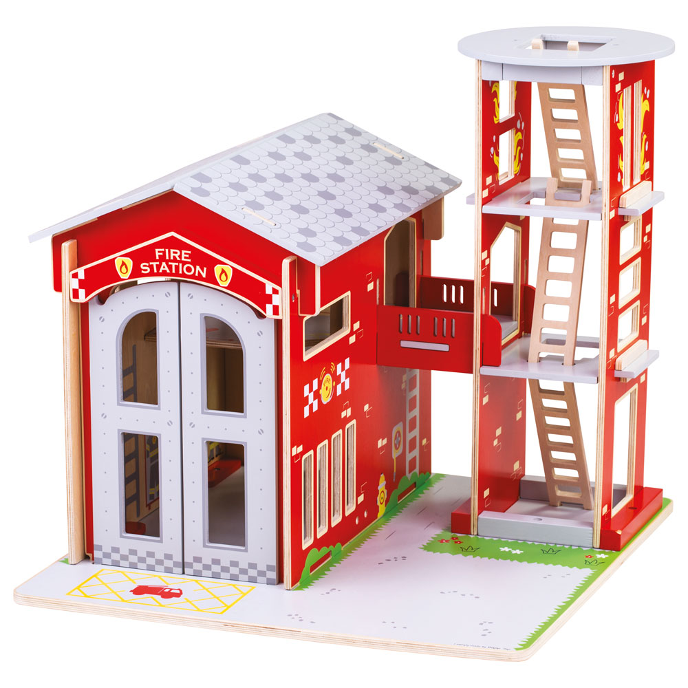 Bigjigs Toys Wooden City Fire Station Playset 691621711569 eBay