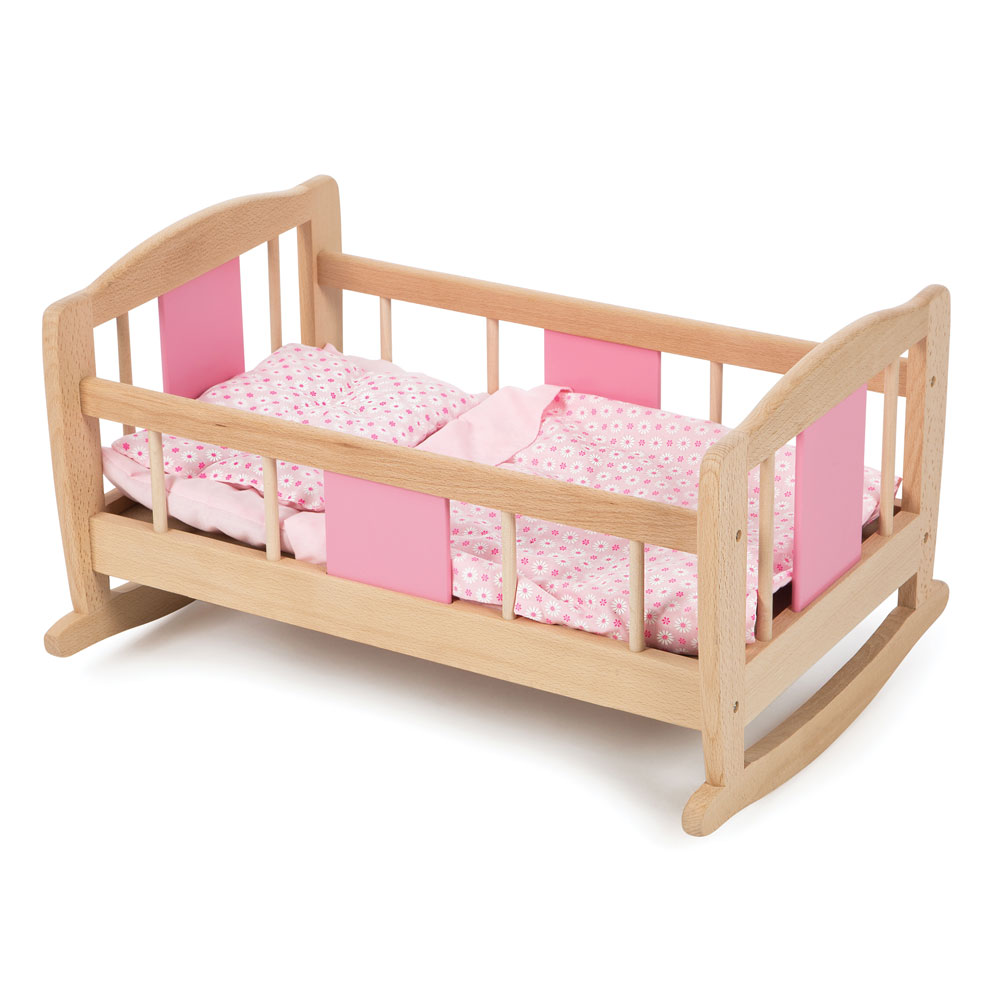 dolls wooden rocking cradle